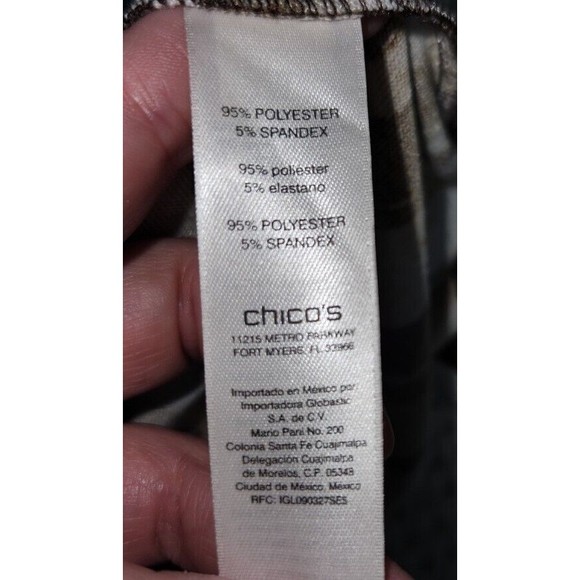 Chico’s Red Black Animal Print Tiger Stripe Tunic Length Top Size 2 (L) Womens - Picture 9 of 10